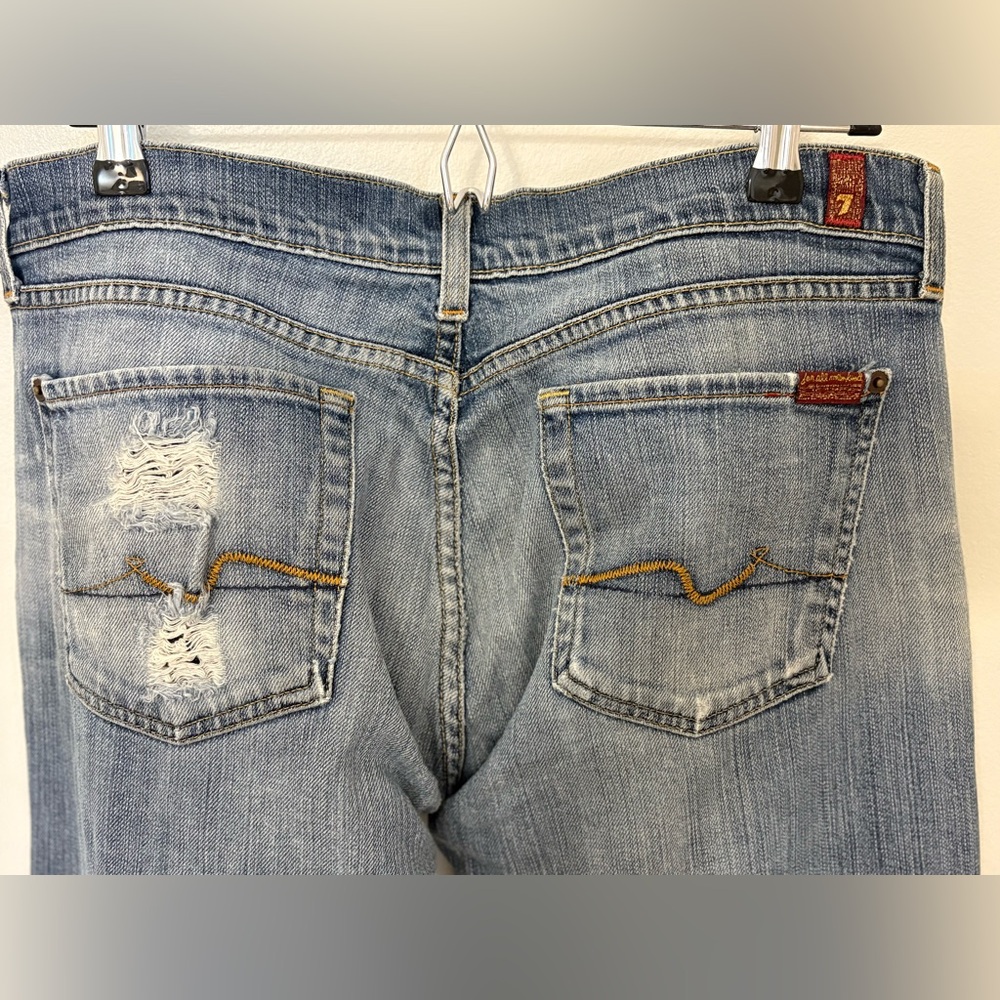 7 For All Mankind Bootcut Distressed Classic Blue Jeans Size:34 Designer - Picture 5 of 8